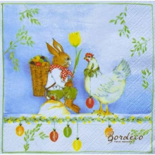 Serwetka do decoupage zajączek z kurą 33x33 HOME Unikat