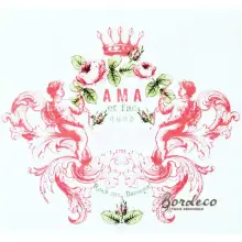 Serwetka decoupage herb z koroną, różą i dwoma amorami 33x33 HRC Unikat