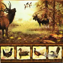 Serwetka do decoupage rykowisko, jeleń, łoś i ptaki 33x33 HOME Unikat