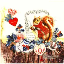 Serwetka do decoupage wiewiórka w szliku 33x33 HOME Unikat