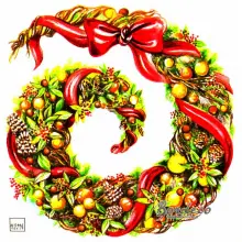 Serwetka do decoupage zakręcony świąteczny wianek 33x33 HOME Unikat