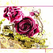 Serwetka do decoupage bordowe zmrożone  róże 25x325 HOME Unikat