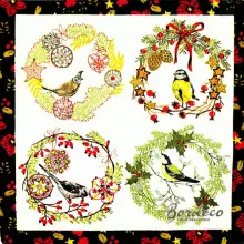Serwetka do decoupage ptaszki w wiankach 25x25 IHR Unikat