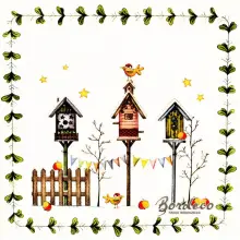Serwetka do decoupage domki dla ptaków 33x33 IHR Unikat