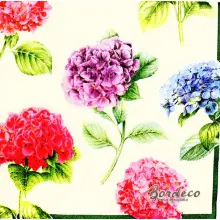 Serwetka do decoupage kolorowe hortensje 33x33 IHR Unikat