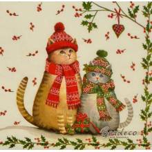 Serwetka decoupage firmy IHR koty vintage 25x25cm