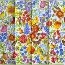 Serwetka do decoupage kwiaty, ptaki i motylki 21x21 IHR Unikat