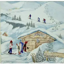 Serwetka do decoupage narciarze w górach 33x33 IHR Unikat