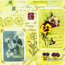 Serwetka do decoupage obrazki vintage, bratki 33x33 IHR Unikat