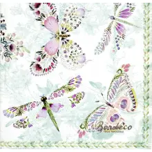 Serwetka do decoupage pastelowe motyle, ćmy i ważki 33x33 IHR Unikat