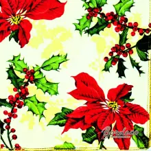 Serwetka do decoupage poinsecja i ostrokrzew 33x33 IHR Unikat