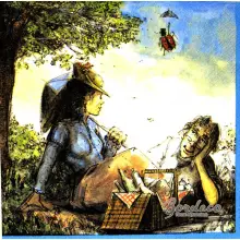 Serwetka do decoupage firmy IHR z motywem bajkowych postaci podczas pikniku