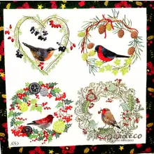 Serwetka do decoupage ptaszki w wiankach  33x33 IHR Unikat
