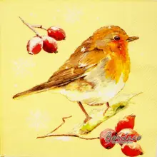 Serwetka do decoupage rudzik na głogu 33x33 IHR Unikat