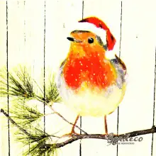 Serwetka do decoupage rudzik w czapce 33x33 IHR Unikat
