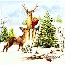 Serwetka do decoupage sarenki i choinka 25x25 IHR Unikat