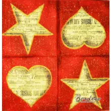 Serwetka do decoupage serce i gwiazda  25x25 IHR Unikat