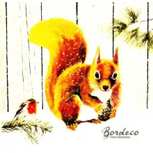 Serwetka do decoupage wiewiórka  z ptaszkiem 33x33 IHR Unikat