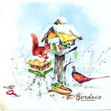 Serwetka do decoupage zimowa stołówka 33x33 IHR SKAZA,UNIKAT