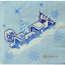 Serwetka do decoupage zimowy widoczek, domki 33x33 LA FLEUR Unikat