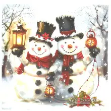 Serwetka do decoupage para bałwanków 25x25 LUXY Unikat