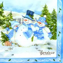 Serwetka do decoupage bałwanki niebieskie 33x33 LUXY Unikat