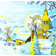 Serwetka do decoupage wioska z kościółkiem zimą 33x33 LUXY Unikat