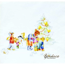Serwetka do decoupage  zabawa dzieci śnieżkami 33x33 LUXY