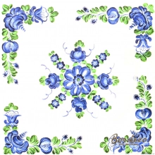 Serwetka do decoupage Włocławek niebiesko-zielone kwiaty 33x33 MAKI