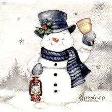 Serwetka do decoupage bałwanek z dzwonkiem 25x25 MAKI