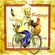 Serwetka do decoupage kucharz ma rowerze 33x33 MAKI Unikat