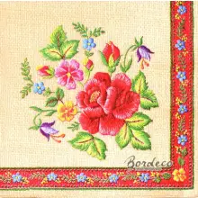 Serwetka do decoupage haft- róża w rogu 33x33 MAKI