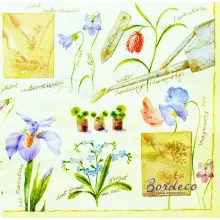 Serwetka do decoupage pojedyncze kwiaty z opisami 33x33 MAKI Unikat