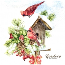 Serwetka do decoupage karmik z karmazynami 33x33 MAKI