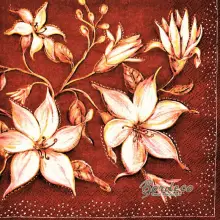 Serwetka do decoupage lilie w kolorze bordowo-brązowym 33x33 MAKI Unikat