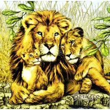 Serwetka do decoupage rodzina lwów 33x33 MAKI Unikat