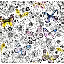 Serwetka do decoupage motylki i rysunki kwiatków 33x33 MAKI Unikat