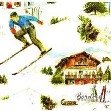 Serwetka do decoupage narciarze w górach w stylu retro 33x33 MAKI Unikat