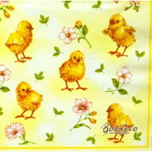 Serwetka do decoupage pisklęta i kwiatuszki MAKI 33x33