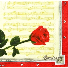 Serwetka do decoupage czerwona róża i nuty 33x33 MAKI Unikat Unikat