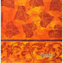Serwetka do decoupage rude liście i bordiura 33x33 MAKI. Unikat