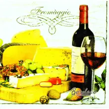 Serwetka do decoupage sery i wino 33x33 MAKI Unikat