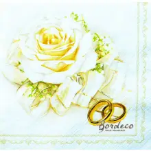 Serwetka do decoupage ślubne obrączki i róza 33x33 MAKI Unikat