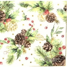 Serwetka do decoupage stroiki z szyszkami 33x33 MAKI