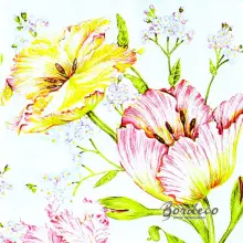 Serwetka do decoupage malowane tulipany papuzie 33x33 MAKI Unikat