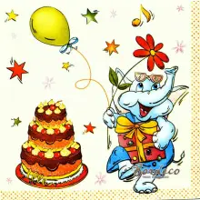 Serwetka do decoupage przyjęcie urodzinowe słonika 33x33 MAKI Unikat