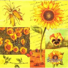 Serwetka do decoupage żółte kwiaty, słoneczniki, kukurydza  33x33 CLAYRE@EEF Unikat