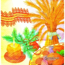 świątecznych dekoracji z bukietem pszenicy 33x33cm. Unikat