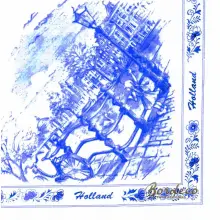 Serwetka do decoupage holenderskie miasta nad kanałem na niebiesko 33x33 MIMEX Unikat