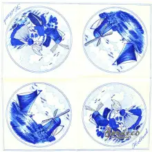 Serwetka do decoupage Holandia z wiatrakami na niebiesko 33x33 MIMEX Unikat